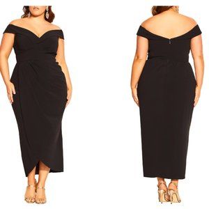 City Chic Ripple Love Off the Shoulder Maxi Dress